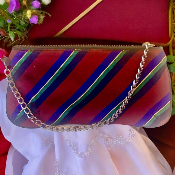 Ralph Lauren Rugby Silk Wristlet Skull & Crossbones Zipper Closure - Picture 10 of 14